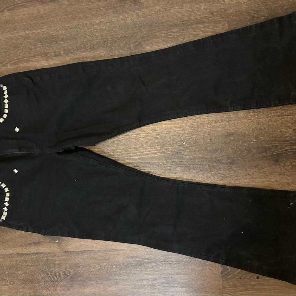 Black Embellished Silver Studded Jeans
